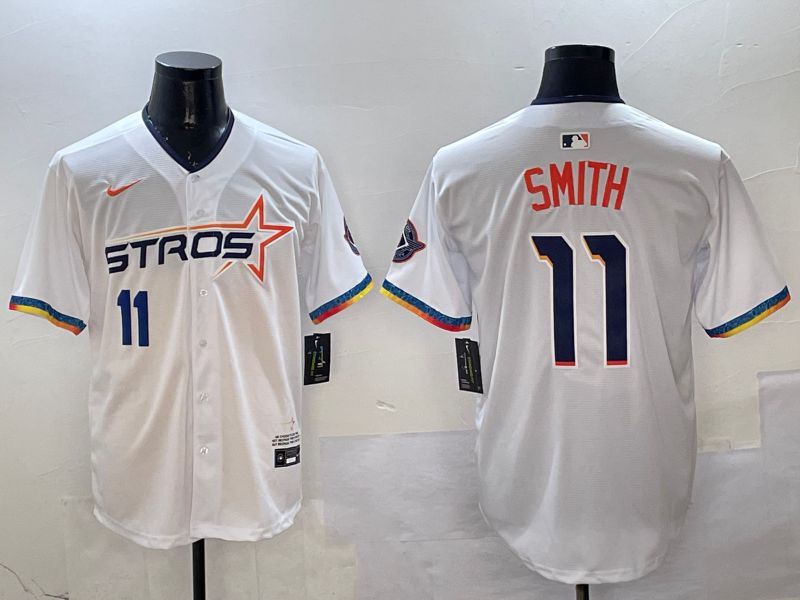 Men Houston Astros 11 Smith White Fourth generation Joint Name 2025 Nike MLB Jersey style 10